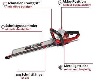 Akku-Heckenschere ARCURRA 18/55 mit Akku 4.0 Ah & Ladegerät 18V Power x-Change de Einhell – image du produit 3 sur 5
