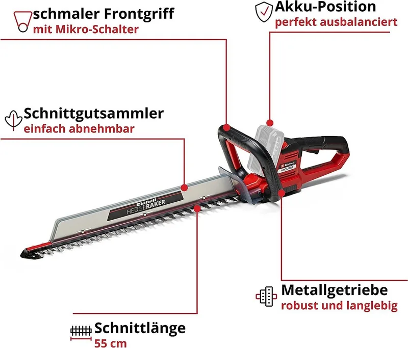 Akku-Heckenschere ARCURRA 18/55 mit Akku 4.0 Ah & Ladegerät 18V Power x-Change de Einhell – image du produit 3 sur 5