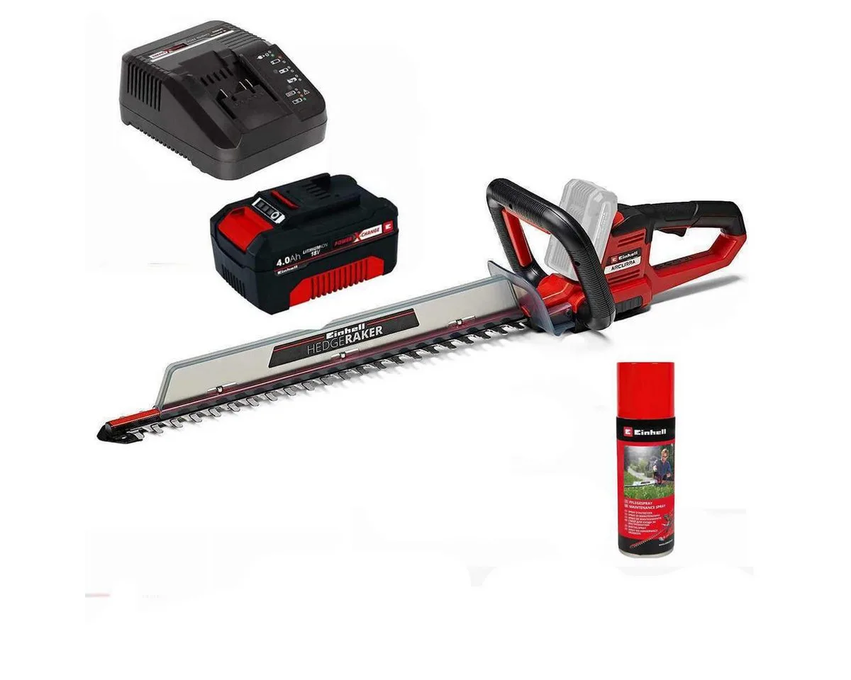 Akku-Heckenschere ARCURRA 18/55 mit Akku 4.0 Ah & Ladegerät 18V + Pflegespray by Einhell – product image