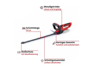 Power X-Change GE-CH 1855/1 Li - Solo sans fil Taille-haie sans chargeur, sans batterie Li-Ion 620 mm de Einhell, Rouge – image du produit 3 sur 5
