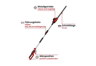 Akku-Heckenschere mit Teleskopstab GC-HH 18/45 Li T, inkl. PXC-Starter-Kit 18V 2,5Ah de Einhell, Rouge – image du produit 3 sur 5