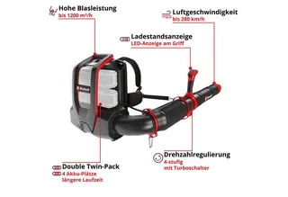 Akku-Laubbläser GP-LB 36/280 Li E BL-Solo, ohne Akku und Ladegerät by Einhell, Red, Black – product image 4 of 5