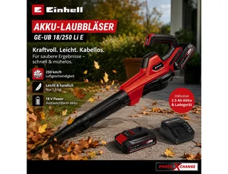 Akku-Laubbläser Universal Laubbläser GE-UB 18/250 Li E 18V mit Akku 2.5 Ah + Ladegerät van Einhell – productafbeelding 2 van 3