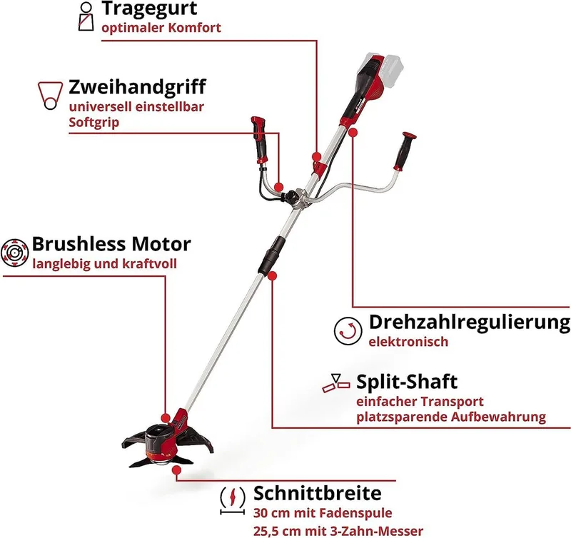 Akku-Motorsense Akku-Sense Agillo 36/255 BL Solo 36V (2 x 18V) Brushless Front-Motor van Einhell – productafbeelding 4 van 5