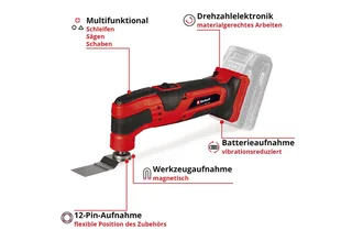 Akku-Multifunktionswerkzeug TC-MG 18 Li-Solo, ohne Akku und Ladegerät von Einhell, Rot, Schwarz – Produktbild 5 von 5