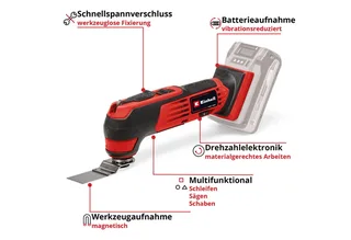 Akku-Multifunktionswerkzeug TE-MG 18/1 Li - Solo, 18 V, ohne Akku und Ladegerät von Einhell, Rot, Schwarz – Produktbild 4 von 5