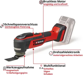 Akku-Multifunktionswerkzeug TP-MG 18 Li BL - Solo, 3 Funktionen: Schleifen, Sägen, Schaben, ohne Akku by Einhell, Red, Black – product image 2 of 5