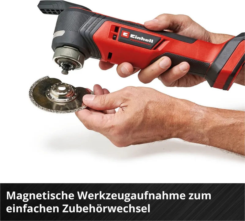 Akku-Multifunktionswerkzeug TP-MG 18 Li BL - Solo, 3 Funktionen: Schleifen, Sägen, Schaben, ohne Akku by Einhell, Red, Black – product image 4 of 5