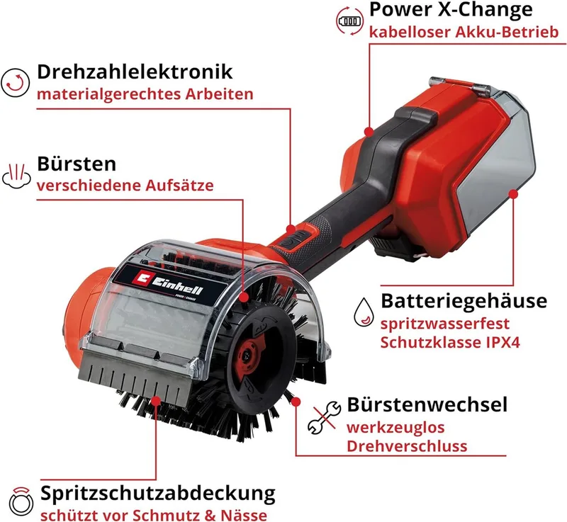Akku-Oberflächenbürste Picobella 215 + 90 Akkubürste 18V Akku 4.0 Ah Ladegerät Tasche Zubehör von Einhell – Produktbild 4 von 5