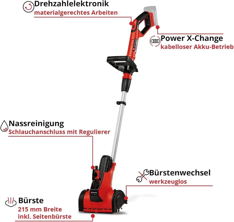 Akku-Oberflächenbürste Picobella 215 + 90 Akkubürste 18V Akku 4.0 Ah Ladegerät Tasche Zubehör von Einhell – Produktbild 3 von 5