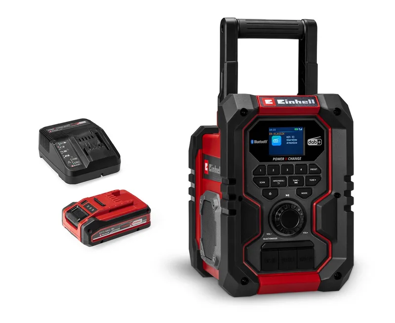 Akku-Radio TE-CR 18 Li (1x 4,0 Ah PLUS) Baustellenradio (Digitalradio (DAB), FM-Tuner, FM-Tuner mit RDS, Inkl. Akku und Ladegerät) de Einhell, Rouge, Noir – image du produit