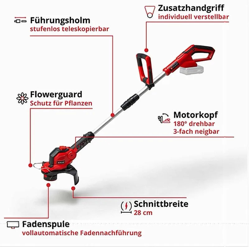Akku-Rasentrimmer Akku-Rasentrimmer GE-CT 18/28 -Solo 18V Ø 28mm, Fadentrimmer van Einhell – productafbeelding 4 van 5