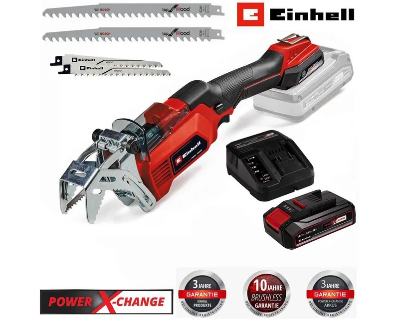 Akku-Säbelsäge Astsäge GE-GS 18 Li – 18 V & Akku 2,5 Ah + 2 Extra Sägeblätter Holz von Einhell – Produktbild 2 von 3