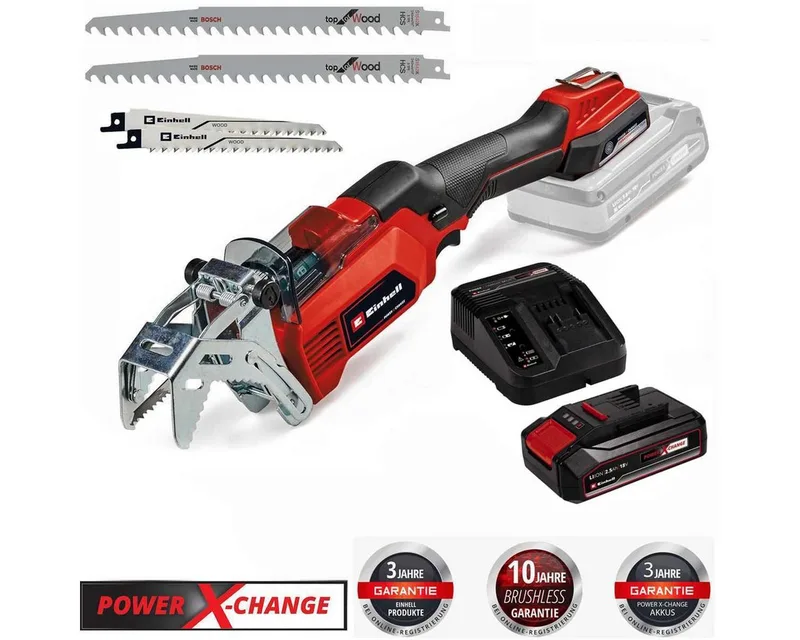 Akku-Säbelsäge Astsäge GE-GS 18 Li – 18 V & Akku 2,5 Ah + 2 Extra Sägeblätter Holz von Einhell – Produktbild 3 von 3
