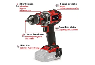Akku-Schlagbohrschrauber PROFESSIONAL TP-CD 15/50 BL (1x4,0 Ah Plus), Inkl. Akku und Ladegerät by Einhell, Red, Black – product image 3 of 4