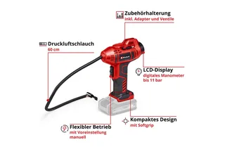 Akku-Schlagschrauber PROFESSIONAL Maschinen-Set TP-CW 18/350-C + CE-CC 18 Kit, (mit Akku-Autokompressor und PXC-Starter-Kit), Inkl. Akku und Ladegerät von Einhell, Rot, Schwarz – Produktbild 2 von 3