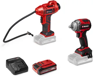 Akku-Schlagschrauber PROFESSIONAL Maschinen-Set TP-CW 18/350-C + CE-CC 18 Kit, (mit Akku-Autokompressor und PXC-Starter-Kit), Inkl. Akku und Ladegerät von Einhell, Rot, Schwarz – Produktbild 1 von 3