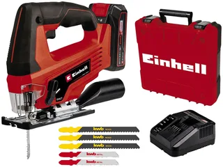 Akku-Stichsäge TC-JS 18 Li (1x2,5 Ah), inklusive Koffer, Akku und Ladegerät von Einhell, Rot, Schwarz – Produktbild 1 von 5