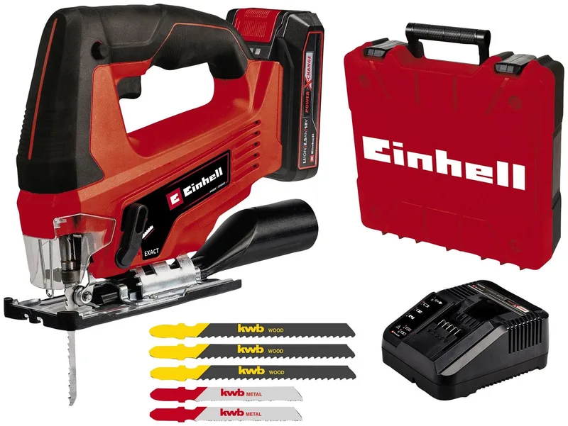 Akku-Stichsäge TC-JS 18 Li (1x2,5 Ah), inklusive Koffer, Akku und Ladegerät von Einhell, Rot, Schwarz – Produktbild 1 von 5