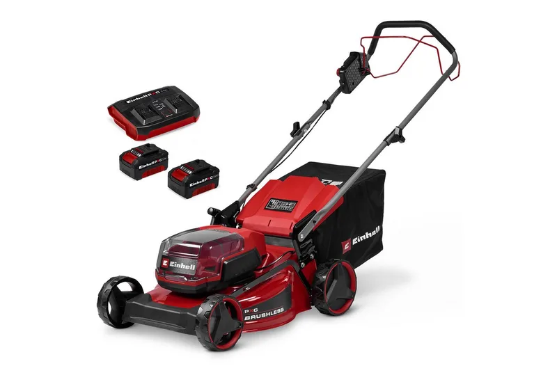 Akkurasenmäher GC-CM 36/46 S Li BL (2x4,0Ah), 46 cm Schnittbreite, Inkl. Akku und Twincharger von Einhell, Rot, Schwarz – Produktbild