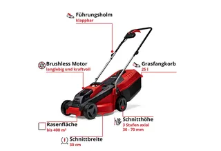 Akkurasenmäher GE-CM 18/30 Li-Solo, 30 cm Schnittbreite, ohne Akku und Ladegerät de Einhell, Rouge – image du produit 3 sur 4