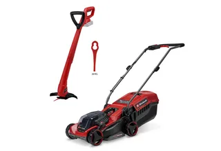 Akkurasenmäher GE-CM 18/32, 32 cm Schnittbreite, (Set, inkl. Akku-Rasentrimmer GC-CT 18/24), ohne Akku und Ladegerät de Einhell, Rouge, Noir – image du produit 1 sur 4