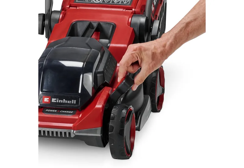 Akkurasenmäher GE-CM 18/32, 32 cm Schnittbreite, (Set, inkl. Akku-Rasentrimmer GC-CT 18/24), ohne Akku und Ladegerät de Einhell, Rouge, Noir – image du produit 4 sur 4