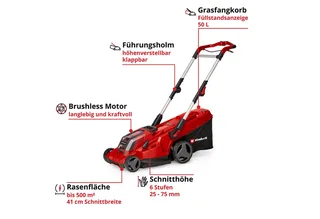 Akkurasenmäher GP-CM 36/41 Li - Solo, 41 cm Schnittbreite van Einhell, Rood – productafbeelding 3 van 4
