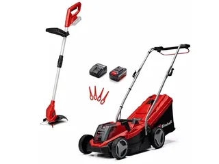 Akkurasenmäher Rasentrimmer Gartengeräte-Set GE-CM 18/33 Li, 33 cm Schnittbreite, Set aus Akku-Rasenmäher und Akku-Rasentrimmer de Einhell, Rouge – image du produit 1 sur 5
