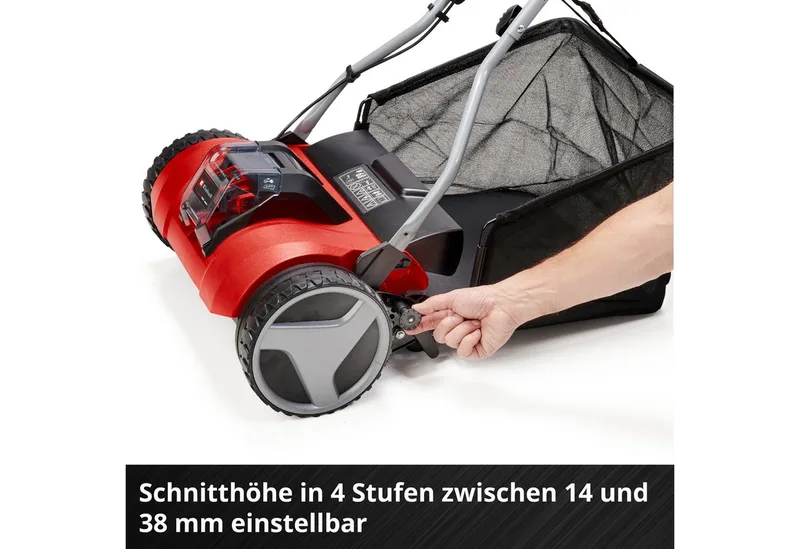 Akkurasenmäher Spindelmäher GE-HM 18/38 Li-Solo, 38 cm Schnittbreite, ohne Akku und Ladegerät von Einhell, Rot – Produktbild 4 von 5