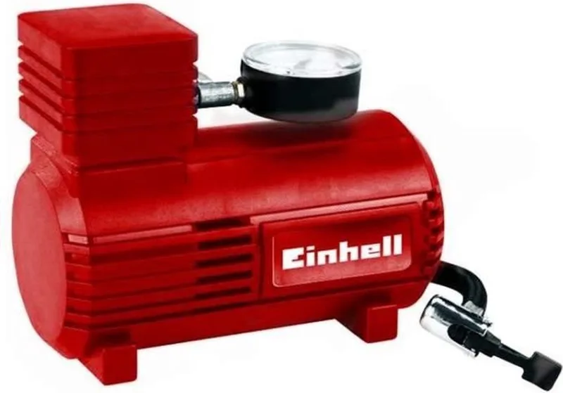 Auto Compressor CC-AC 12V - Voeding: 12 V - Max. 18 bar - Extra lange aansluitkabel 2,9 m - Incl. 3 adapters voor fiets, bal etc. by Einhell, Red – product image