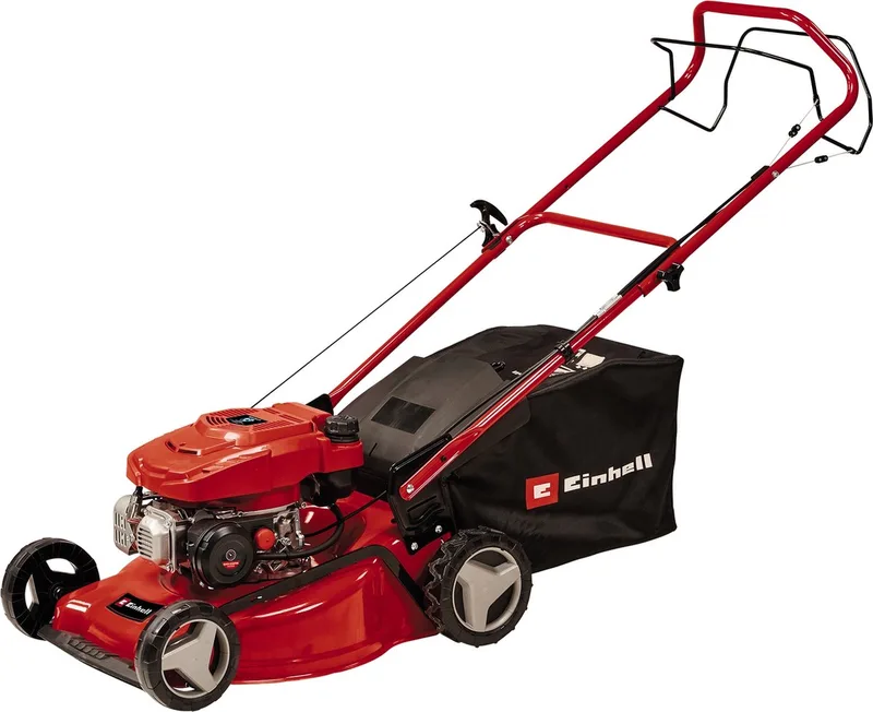 Benzine Grasmaaier GC-PM 46/5 S - 132 cm³ - 2 kW - 4-takt - Maaibreedte: 46 cm - Aanbevolen gazonoppervlakte: tot 1400 m² - 65 L opvangbak - Maaihoogte: 25-80 mm de Einhell – image du produit 1 sur 5