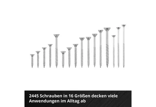 Bit-Set, 2445-St., E-CASE Schraubenset 2445-tlg. (2.445 Schrauben, 10 Torsion-Bits, T-Ant by Einhell – product image 4 of 5