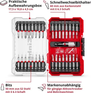 Bit-Set Einhell M-CASE 33-tlg. Bit-Set (für Akkuschrauber und Bohrmaschinen mi, 33-St., Einhell M-CASE 33-tlg. Bit-Set (für Akkuschrauber und Bohrmaschinen mi von Einhell – Produktbild 3 von 4