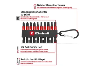 Bit-Set Original Einhell Impact-Bit-Set 10-tlg. (50-mm-Bits PH/PZ/T/H, S2-Stah, 10-St., Original Einhell Impact-Bit-Set 10-tlg. (50-mm-Bits PH/PZ/T/H, S2-Stah de Einhell – image du produit 2 sur 5
