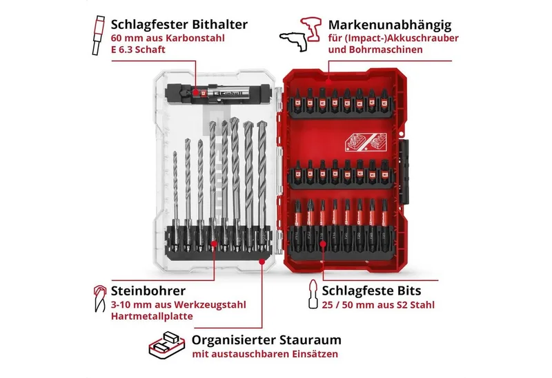Bit-Set Original Einhell M-CASE 33-tlg. schlagfestes Bit- und Steinbohrer-Set, 33-St., M-CASE 33-tlg. schlagfestes Bit- und Steinbohrer-Set van Einhell – productafbeelding 4 van 5
