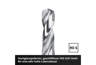 Bohrer- und Bit-Set Original Einhell 19-tlg. HSS-G Metallbohrer-Set (HSS 4241 Stahl, hochg, (19x HSS-G Metallbohrer (1 / 1,5 / 2 / 2,5 / 3 / 3,5 / 4 / 4,5 / 5 / 5,5 / 6 / 6,5 / 7 / 7,5 / 8 / 8,5 / 9 / 9,5 / 10 mm), 1x Aufbewahrungskassette (15,0 x 8,7 x 3,5 cm), 19-tlg), Original Einhell 19 de Einhell, Argent – image du produit 5 sur 5
