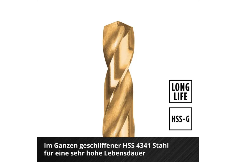 Bohrer- und Bit-Set Original Einhell 19-tlg. HSS-G Titan Metallbohrer-Set (im Ganzen gesch, (19x HSS-G Titan Metallbohrer (1 / 1,5 / 2 / 2,5 / 3 / 3,5 / 4 / 4,5 / 5 / 5,5 / 6 / 6,5 / 7 / 7,5 / 8 / 8,5 / 9 / 9,5 / 10 mm), 1x Aufbewahrungskassette (15,0 x 8,7 x 3,5 cm), 19-tlg), Original Einhe von Einhell – Produktbild 5 von 5