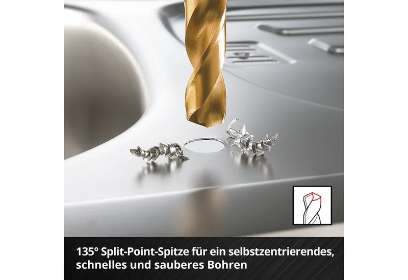 Bohrer- und Bit-Set Original Einhell 19-tlg. HSS-G Titan Metallbohrer-Set (im Ganzen gesch, (19x HSS-G Titan Metallbohrer (1 / 1,5 / 2 / 2,5 / 3 / 3,5 / 4 / 4,5 / 5 / 5,5 / 6 / 6,5 / 7 / 7,5 / 8 / 8,5 / 9 / 9,5 / 10 mm), 1x Aufbewahrungskassette (15,0 x 8,7 x 3,5 cm), 19-tlg), Original Einhe von Einhell – Produktbild 4 von 5