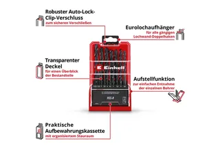 Bohrer- und Bit-Set Original Einhell 19-tlg. HSS-R Metallbohrer-Set (HSS 4241 Stahl, schwa, (19x HSS-R Metallbohrer (1 / 1,5 / 2 / 2,5 / 3 / 3,5 / 4 / 4,5 / 5 / 5,5 / 6 / 6,5 / 7 / 7,5 / 8 / 8,5 / 9 / 9,5 / 10 mm), 1x Aufbewahrungskassette (15,0 x 8,7 x 3,5 cm), 19-tlg), Original Einhell 19 by Einhell, Black – product image 3 of 5