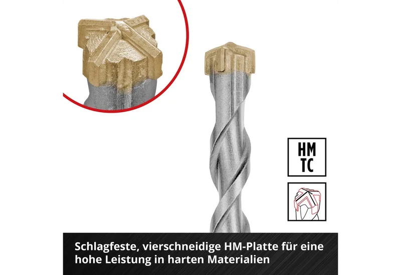 Bohrer- und Bit-Set Original Einhell 7-tlg. SDS Plus Hammerbohrer-Set, 160 mm (aus 40Cr We, (7x SDS Plus Hammerbohrer (2x 6 / 2x 8 / 10 / 12 / 14 mm), 1x Kunststoffröhre (16 x Ø 4,6 cm), 7-tlg), Original Einhell 7-tlg. SDS Plus Hammerbohrer-Set, 160 mm (aus 40Cr We de Einhell, Gris – image du produit 4 sur 5