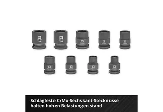 Bohrer- und Bit-Set Original Einhell Impact Stecknuss-Set 32-tlg. (18x 30-mm-Kraftbits, 9x, (18x 30-mm-Kraftbits (Torx, Hex, Vielzahn, 10 mm Sechskant), 9x 40-mm-Stecknüsse (10 / 11 / 12 / 13 / 14 / 15 / 17 / 19 / 22 mm, CrMo-Stahl), 3x 80-mm-Stecknüsse (17 / 19 / 21 mm, CrMo-Stahl), 1x Kuns by Einhell, Black – product image 5 of 5
