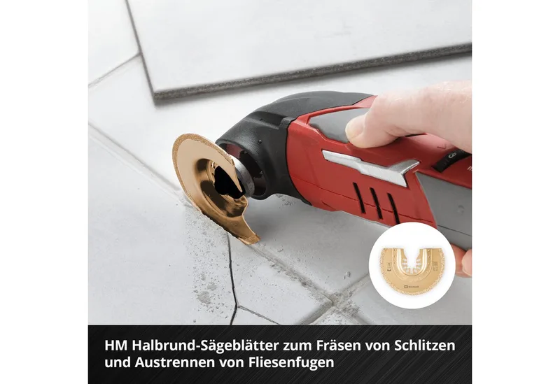 Bohrer- und Bit-Set Original Einhell XL-PLUS-CASE 10-tlg. Multitool-Set (HCS Halbrund-Säge, (2x HM Halbrund-Sägeblätter (87 mm), 2x HM Delta-Raspeln (80 mm), 1x HM Segmentsägeblatt (57 mm), 2x HCS Halbrund-Sägeblätter (87 mm), 1x Starrer Schaber (50 mm), 2x Adapter für Dremel, 1x Aufbewahrun by Einhell, Black – product image 5 of 5