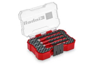 Bohrer- und Bit-Set Original Einhell XS-CASE 4-tlg. Diamant-Fliesenbohrer-Set (Trockenschn, (4x Fliesenbohrer (5 / 6 / 8 / 10 mm), 1x Aufbewahrungsbox (10,8 x 7,5 x 3,5 cm), 4-tlg), XS-CASE 4-tlg. Diamant-Fliesenbohrer-Set (Trockenschnitt, 7-mm-Diamant de Einhell, Rouge – image du produit 1 sur 5