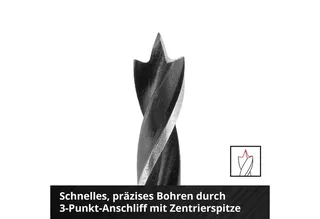 Bohrer- und Bitset Original Einhell S-CASE 10-tlg. Holzbohrer-Set (zweispiralig, aus roll, 10-St., S-CASE 10-tlg. Holzbohrer-Set, zweispiralig, aus C45 Werkzeugstahl by Einhell – product image 4 of 5