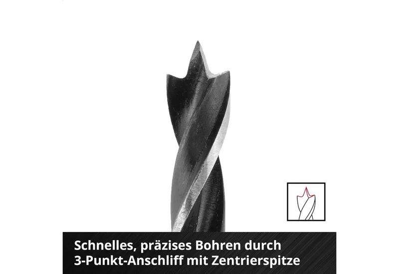 Bohrer- und Bitset Original Einhell S-CASE 10-tlg. Holzbohrer-Set (zweispiralig, aus roll, 10-St., S-CASE 10-tlg. Holzbohrer-Set, zweispiralig, aus C45 Werkzeugstahl by Einhell – product image 4 of 5