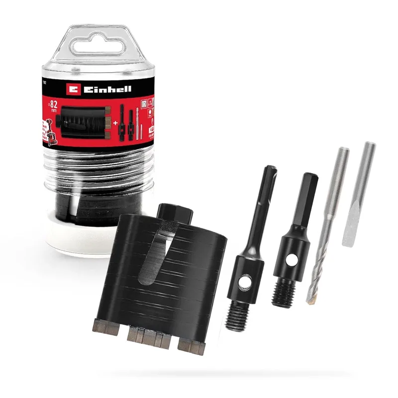 diamantkernboor Ø 68 mm (diamantsegmenten, stofafzuiging, adapter, boorgeleider, toepassingen, machinecompatibiliteit) by Einhell – product image