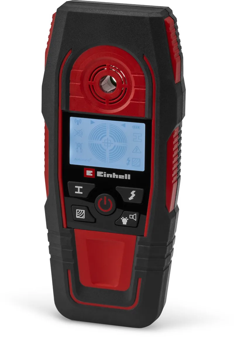 Digitale Leidingzoeker TE-MD 80 - Detectiediepte hout: 24 mm - metaal: 24 mm - ijzer: 80 mm - koper: 38 mm - geleiders: 60 mm van Einhell, Rood – productafbeelding 1 van 5