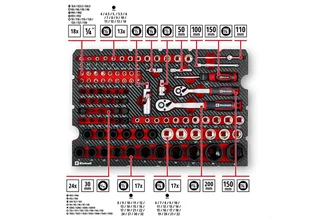 E-Case 121-delige gereedschapskoffer voor auto's (professioneel gereedschap, slagdoppen, speciale bits, bougiedoppen, omkeerbare ratels, systeemkoffer) by Einhell, Red – product image 2 of 5