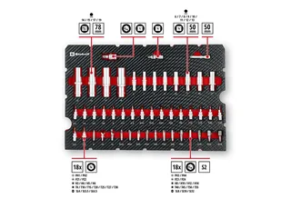 E-Case 92-delige gereedschapskoffer (werkplaatsuitrusting, autosleutels, bitaccessoires, doppen, omkeerbare ratels, systeemkoffer) by Einhell, Red – product image 2 of 5